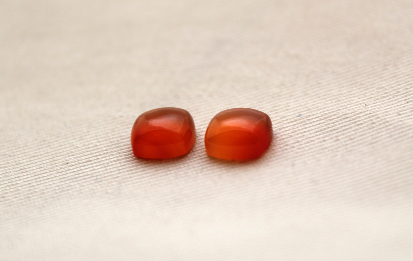 TWO Carnelian cabochons Orange square cushion gemstones 8 mm