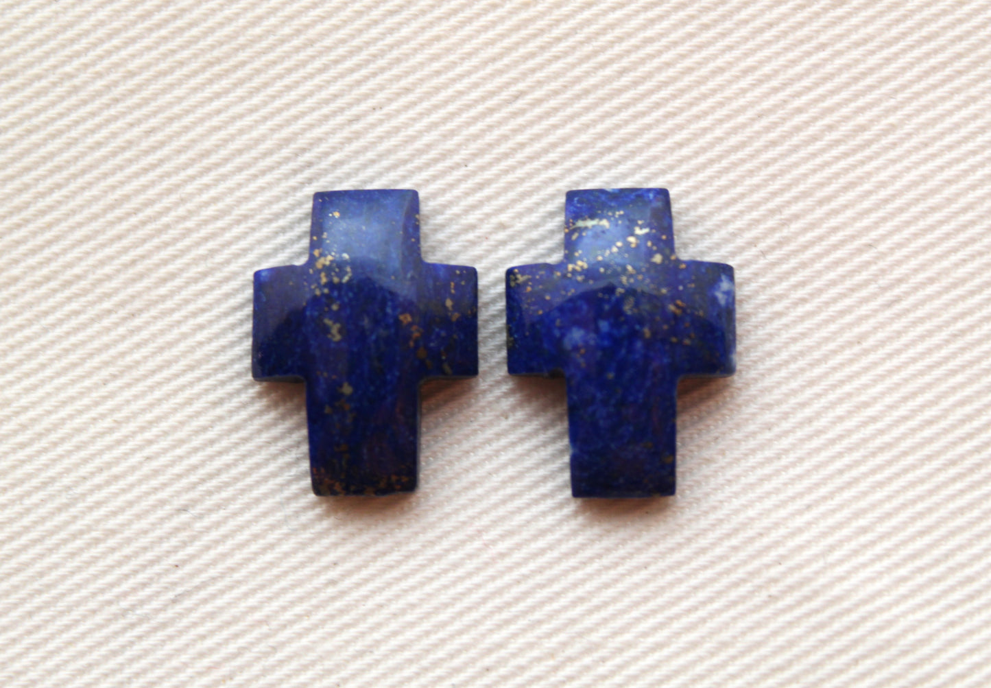 Paire de cabochons Lapis Lazuli Pierres précieuses Croix 12X16MM