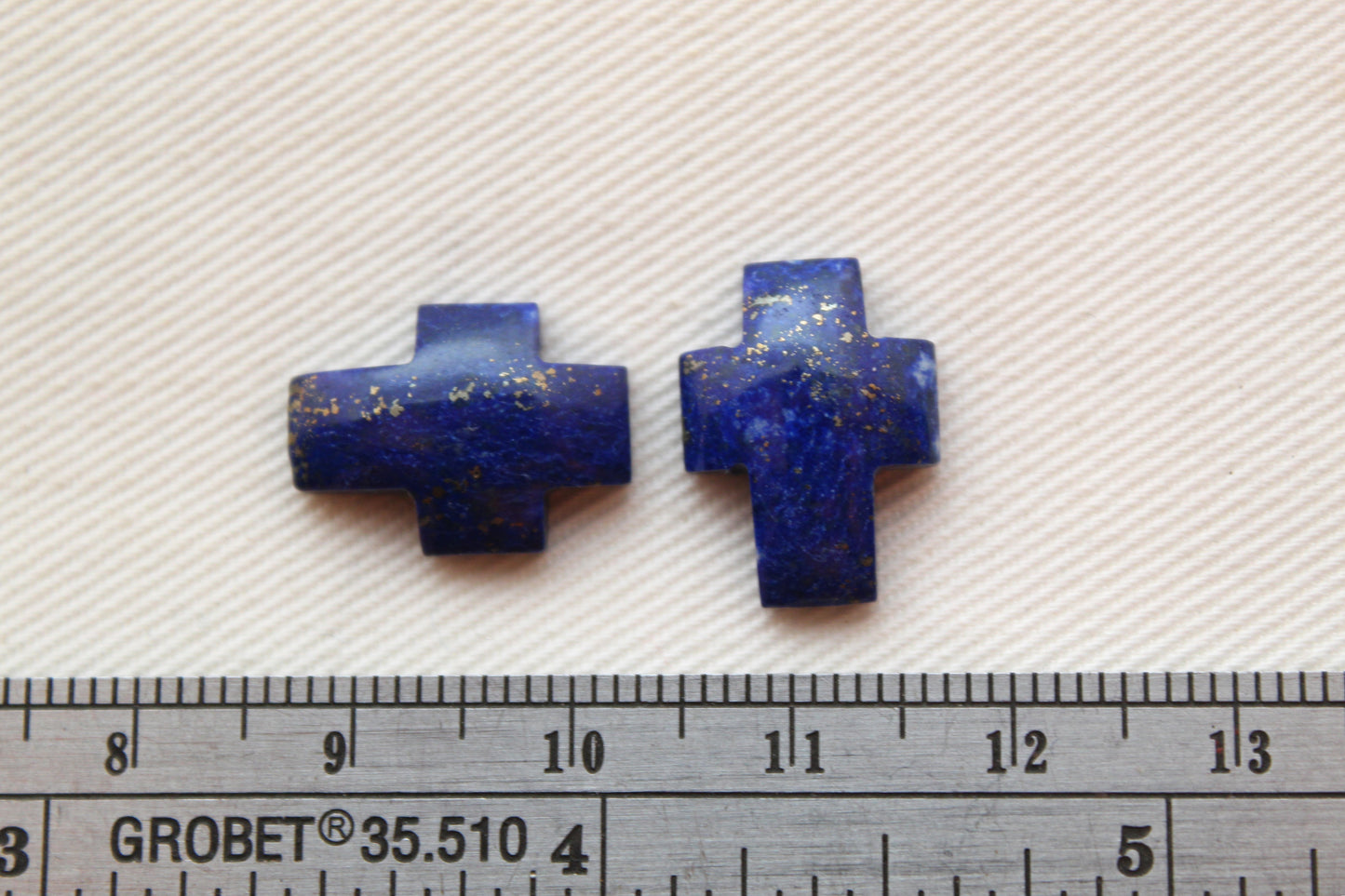 Paire de cabochons Lapis Lazuli Pierres précieuses Croix 12X16MM