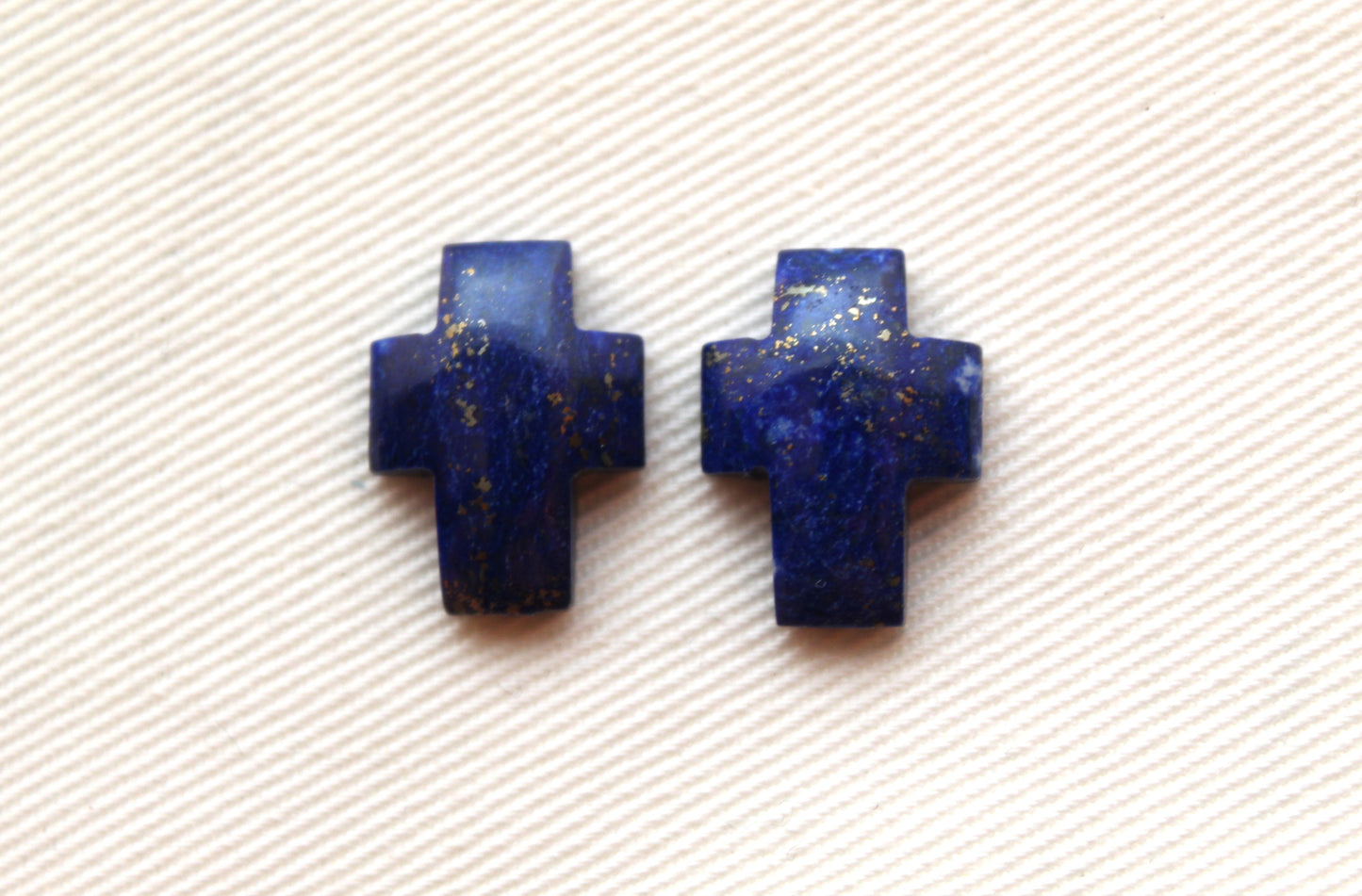 Paire de cabochons Lapis Lazuli Pierres précieuses Croix 12X16MM