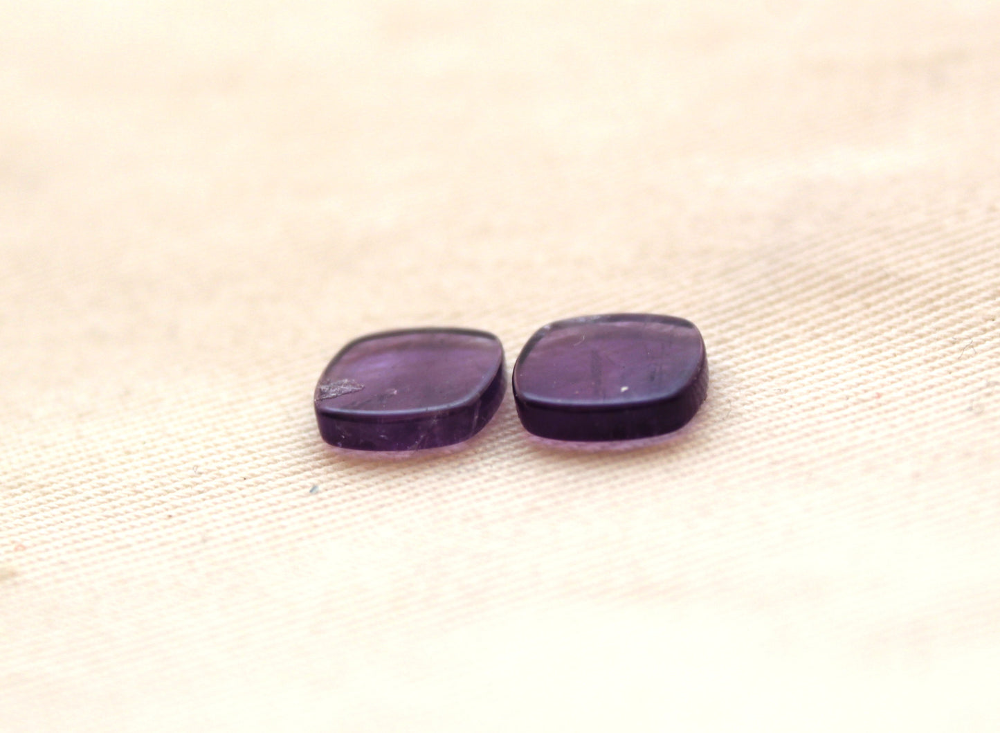 TWO Flat Amethyst Cabochons 10MM  cushion square purple