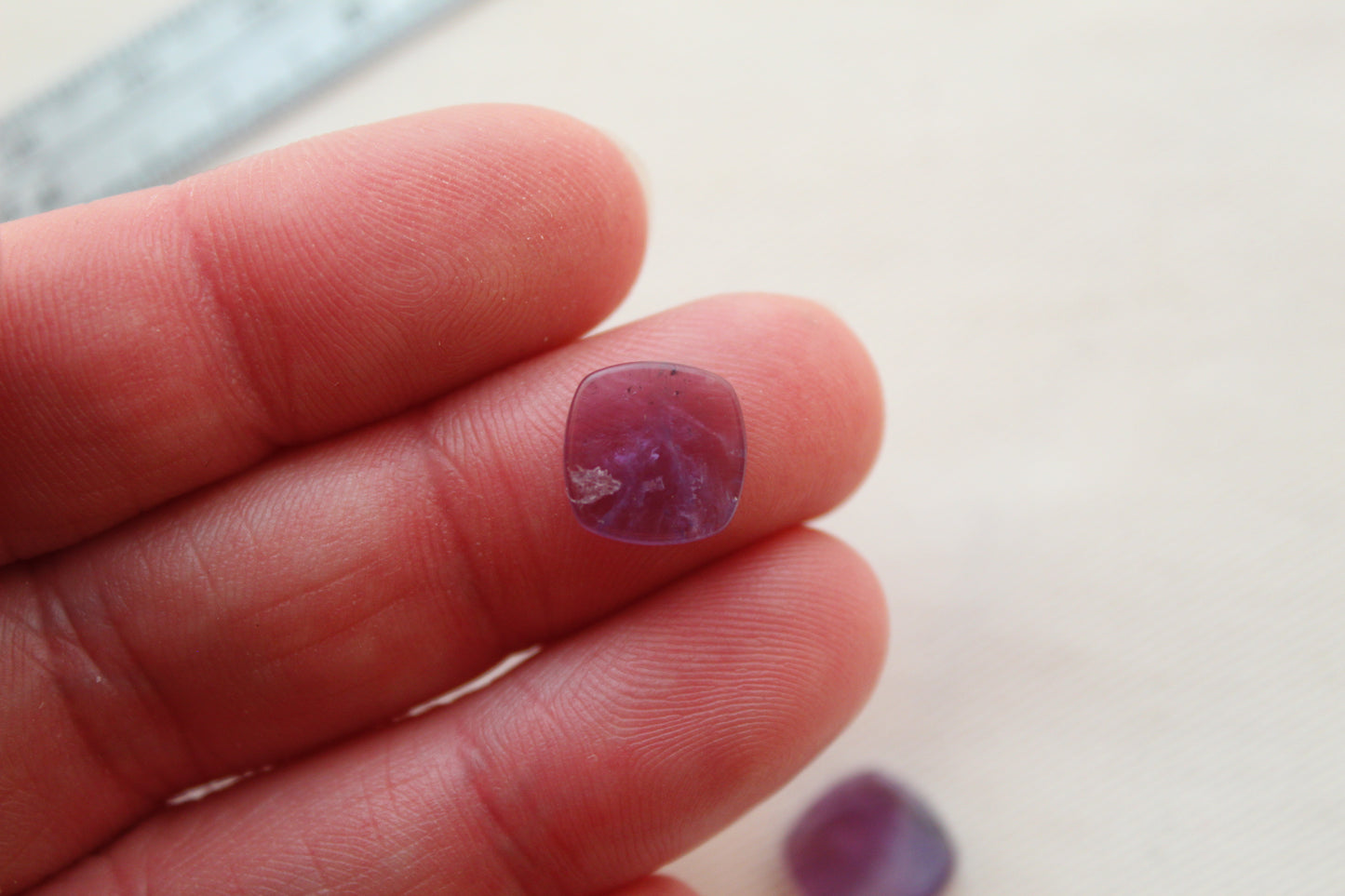 TWO Flat Amethyst Cabochons 10MM  cushion square purple