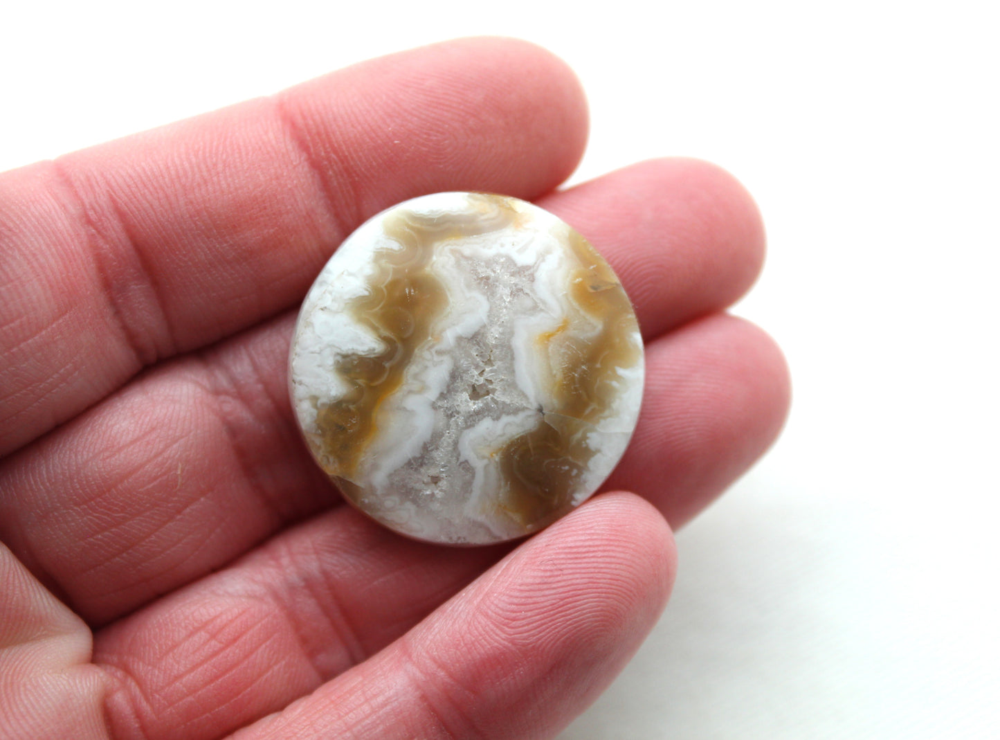 Seam Agate Cabochon Gemstone White round 28MM