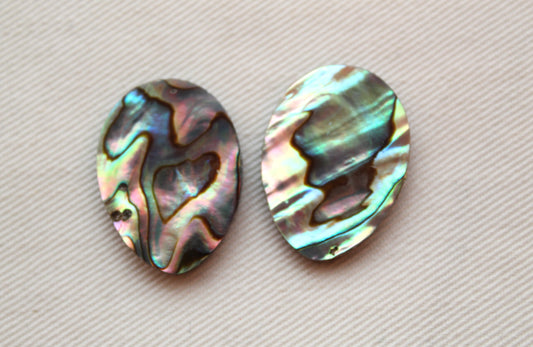 Lot of TWO Abalone DoUBLET EGG shape Cabochon 18x25MM