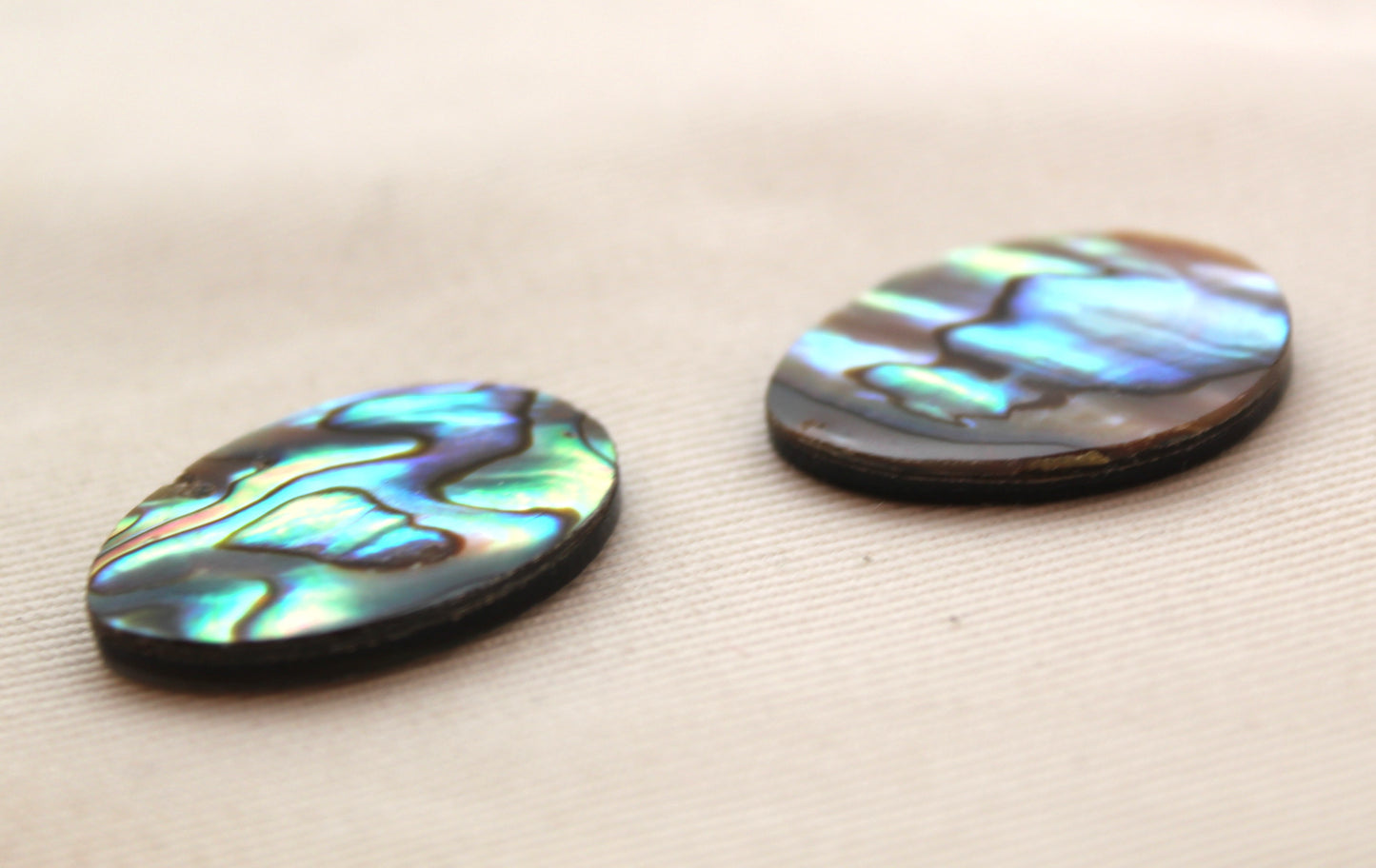 Lot of TWO Abalone DoUBLET EGG shape Cabochon 18x25MM