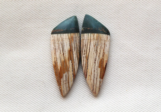 Unique Indonesian Green Jasper Pair Freeform