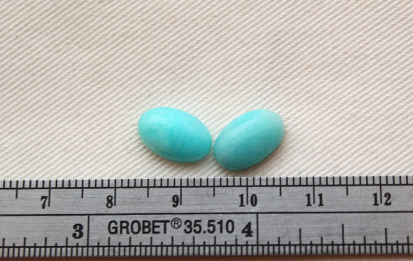 TWO Amazonite Cabochon oval gemstone 8x12MM