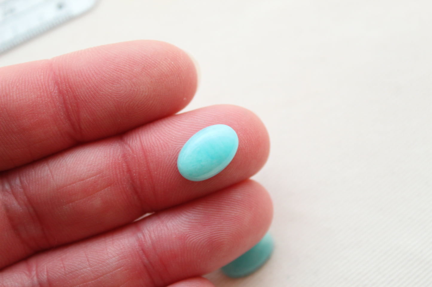 TWO Amazonite Cabochon oval gemstone 8x12MM