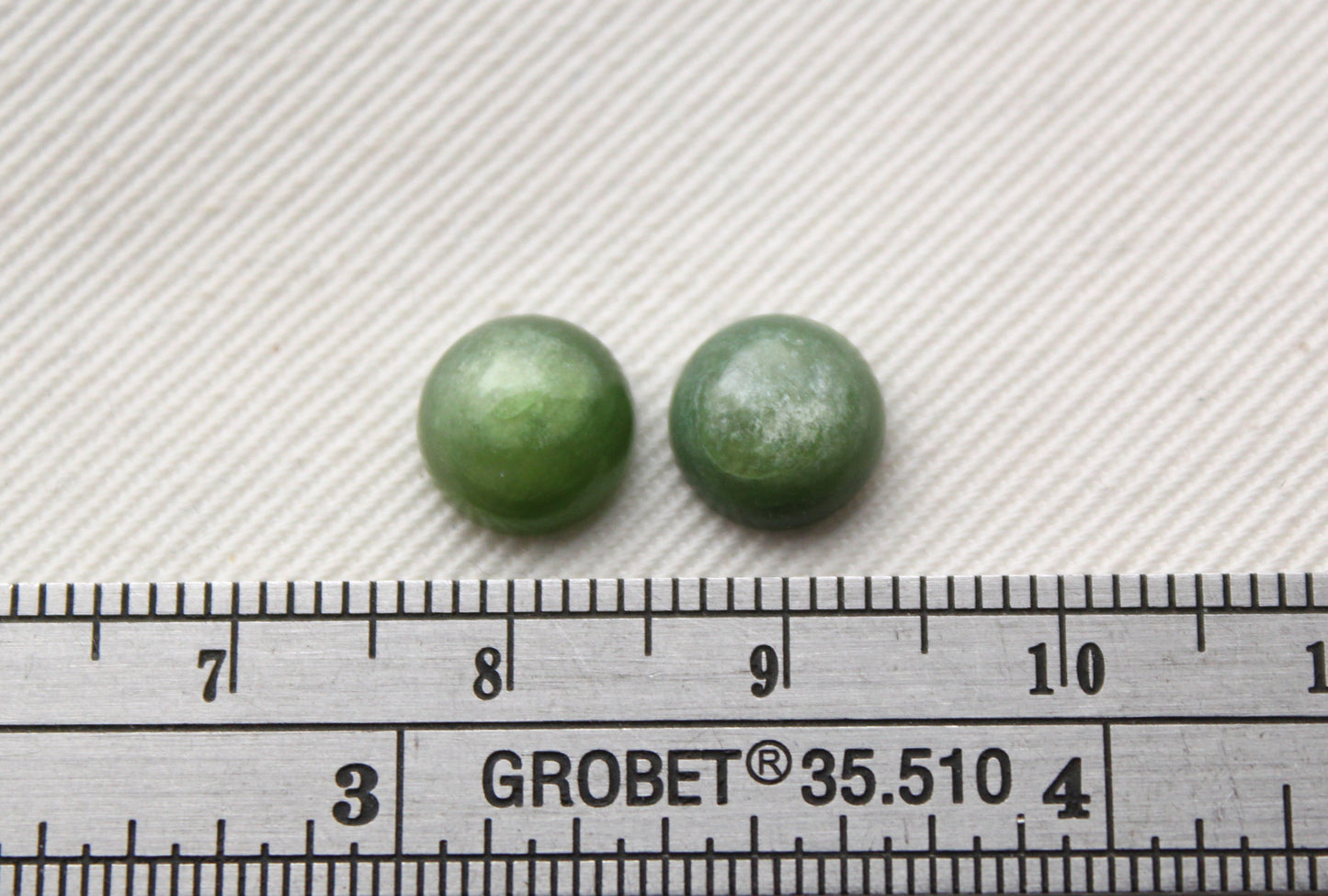 TWO Nephrite Cabochons Gemstone moss green round 8MM