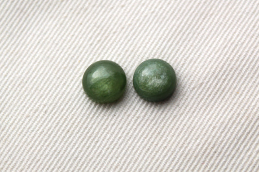 TWO Nephrite Cabochons Gemstone moss green round 8MM