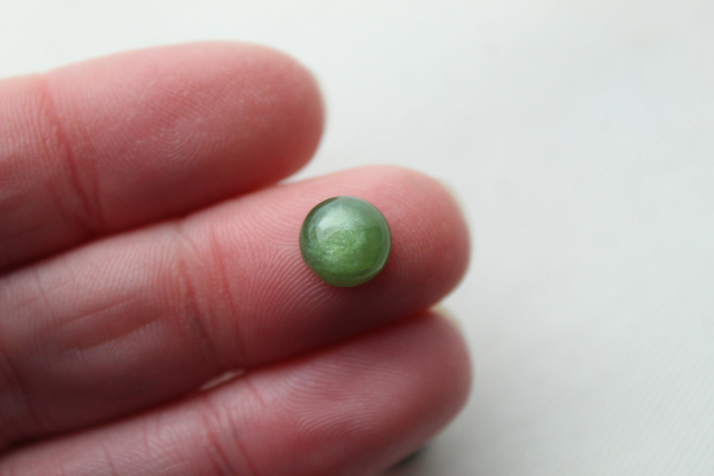 TWO Nephrite Cabochons Gemstone moss green round 8MM