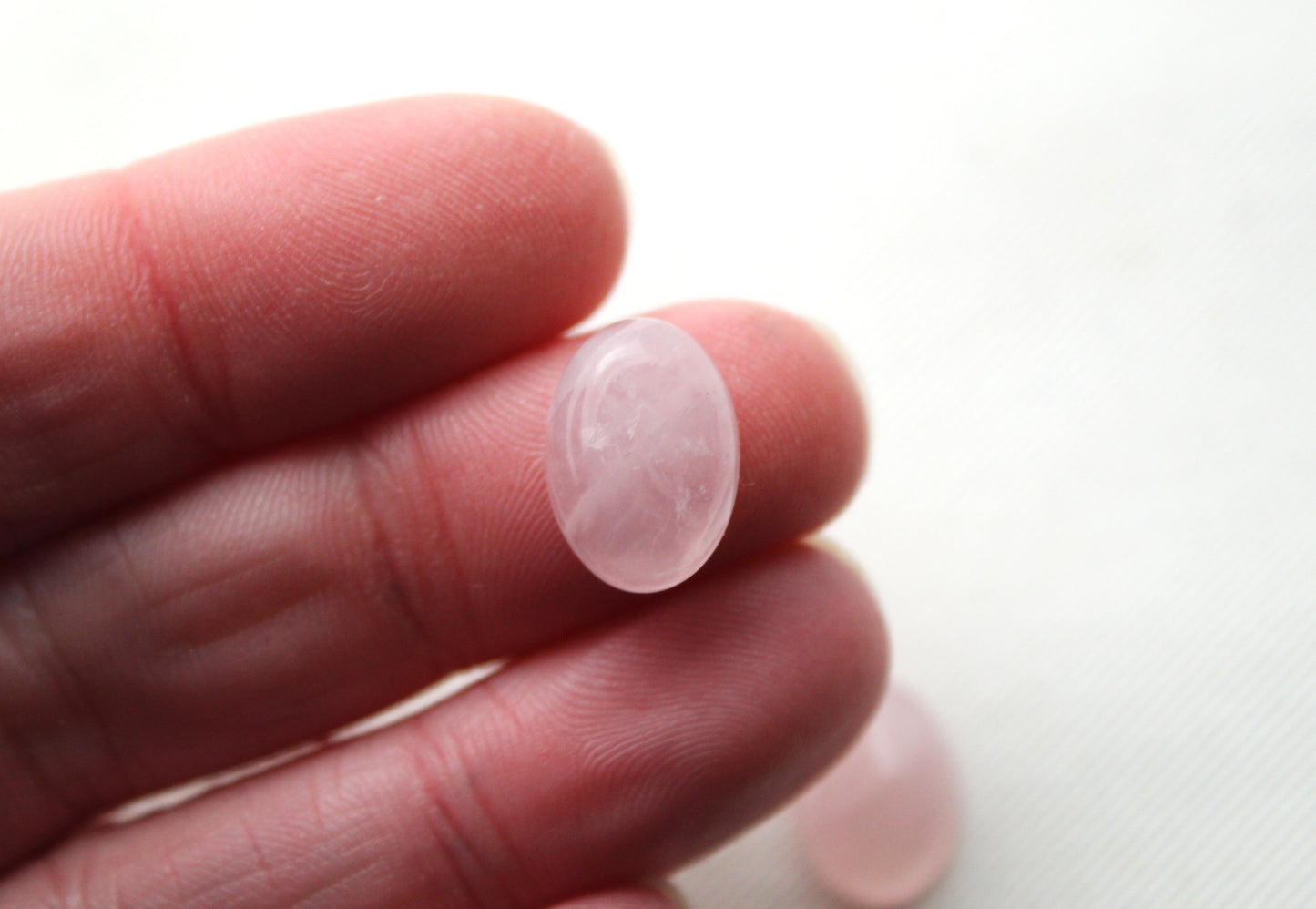 TWO Pink Quartz cabochons Gemstones Oval 10x14MM