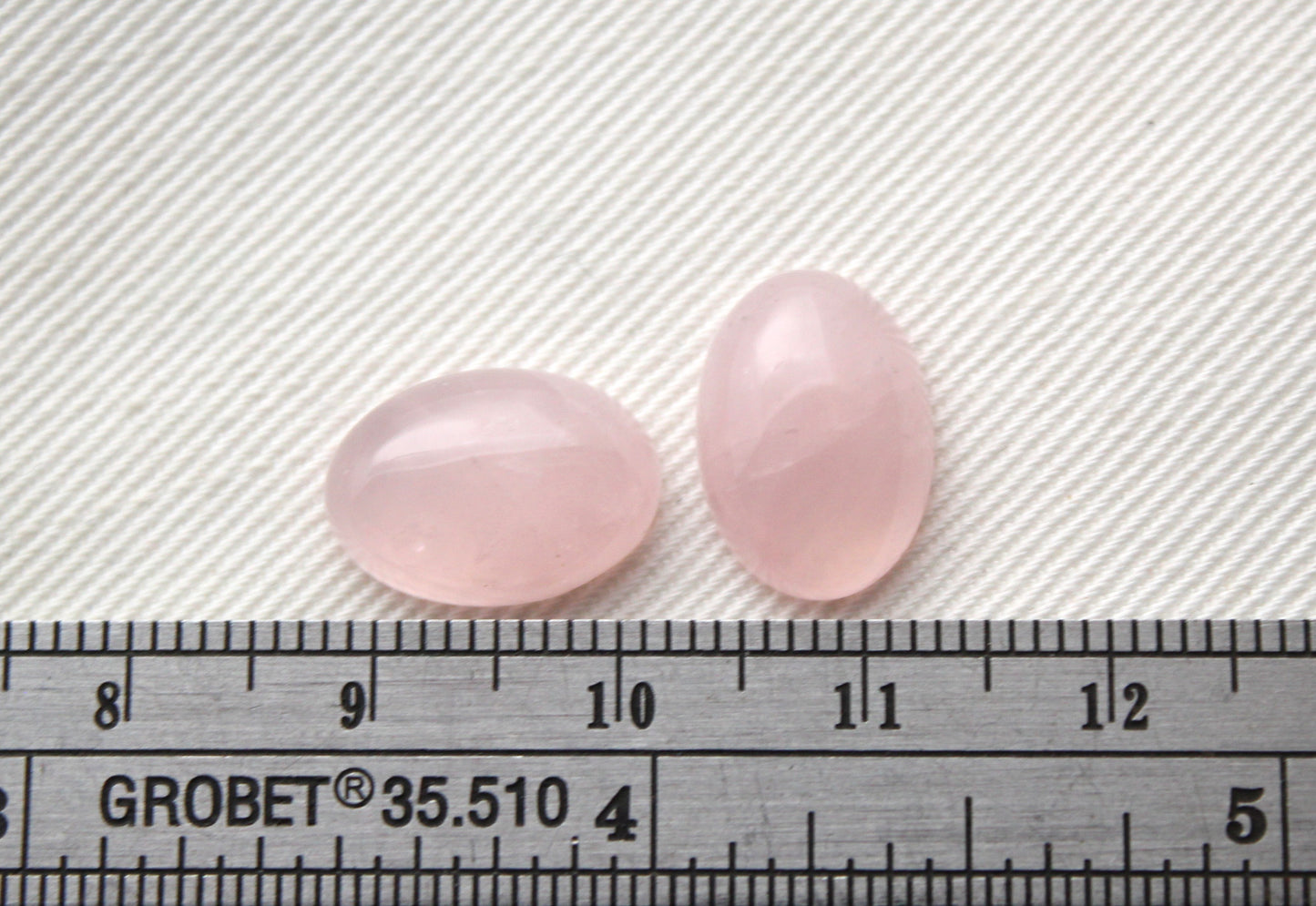 TWO Pink Quartz cabochons Gemstones Oval 10x14MM