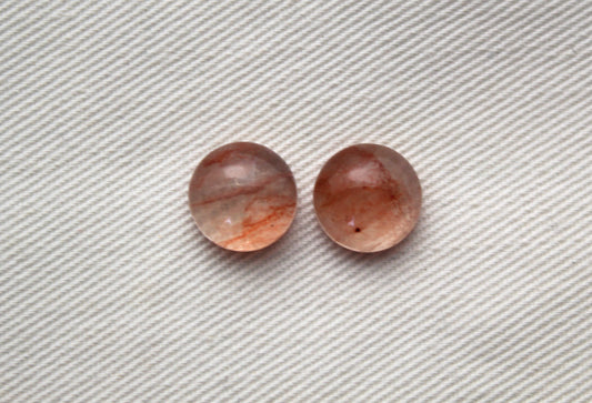 TWO Hematoid Quartz cabochons round Gemstones 10MM