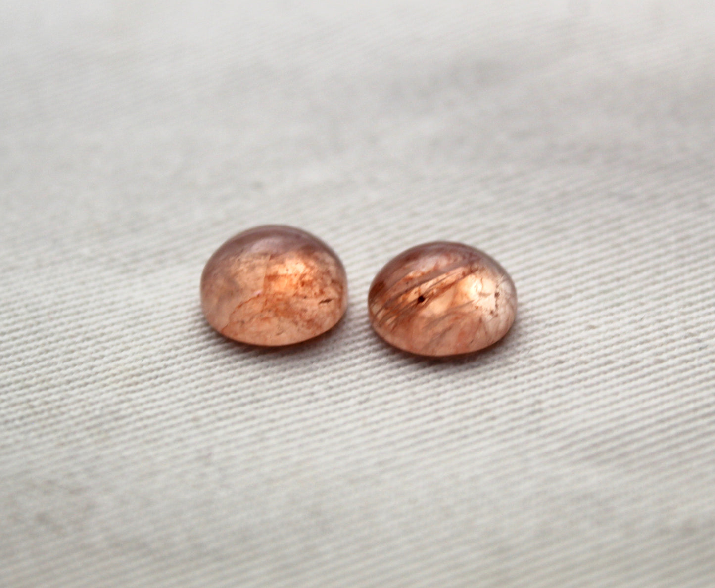 TWO Hematoid Quartz cabochons round Gemstones 10MM