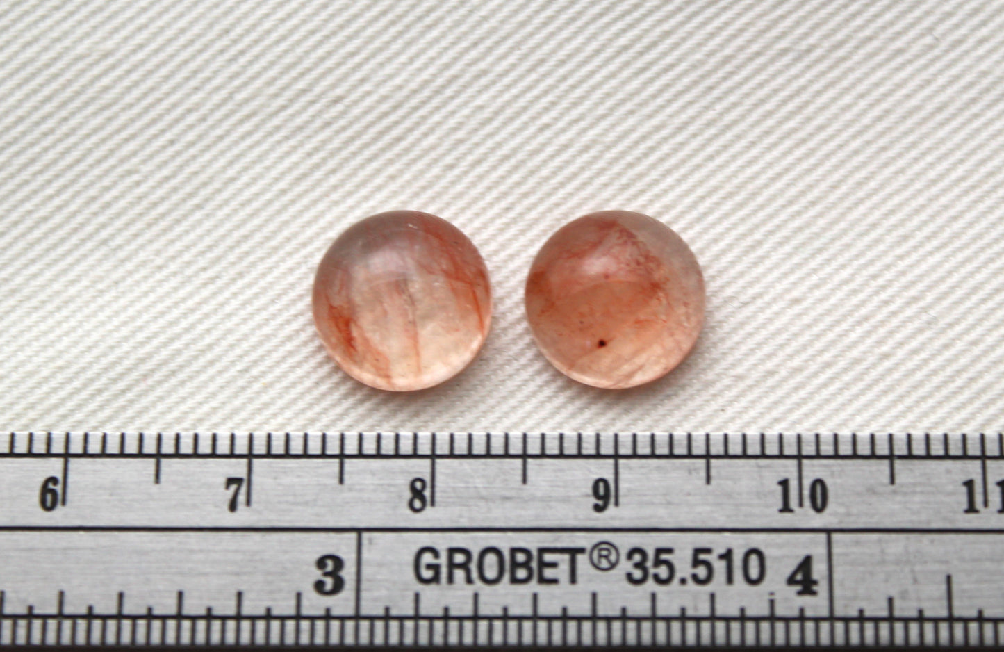 TWO Hematoid Quartz cabochons round Gemstones 10MM