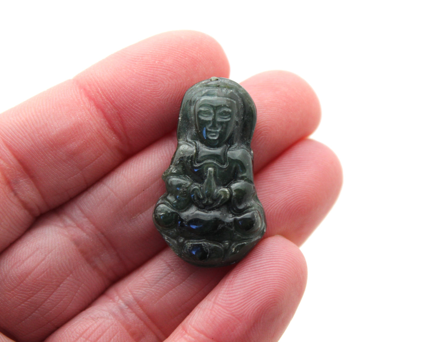 Buddha Jade Green gemstone Cabochon drilled 31MM