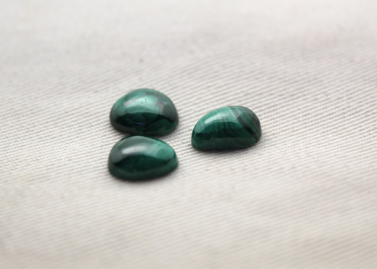 Three small freeform Malachite Cabochons Green Gemstones