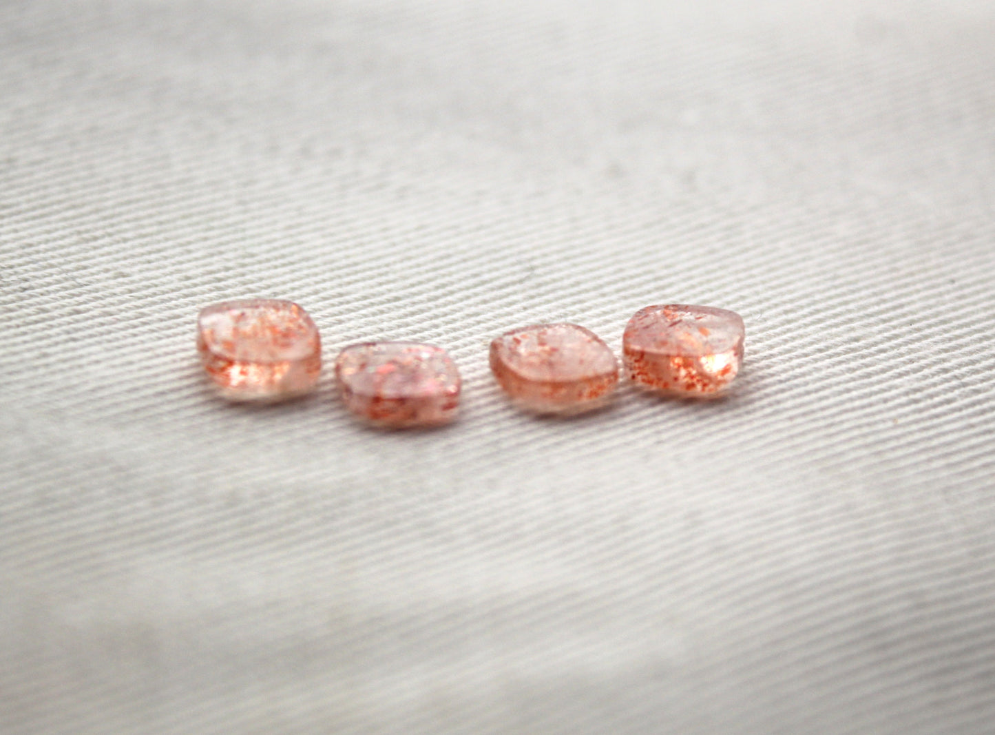 Lot of FOUR Sunstone cabochons 6 MM Gemstones cushion square