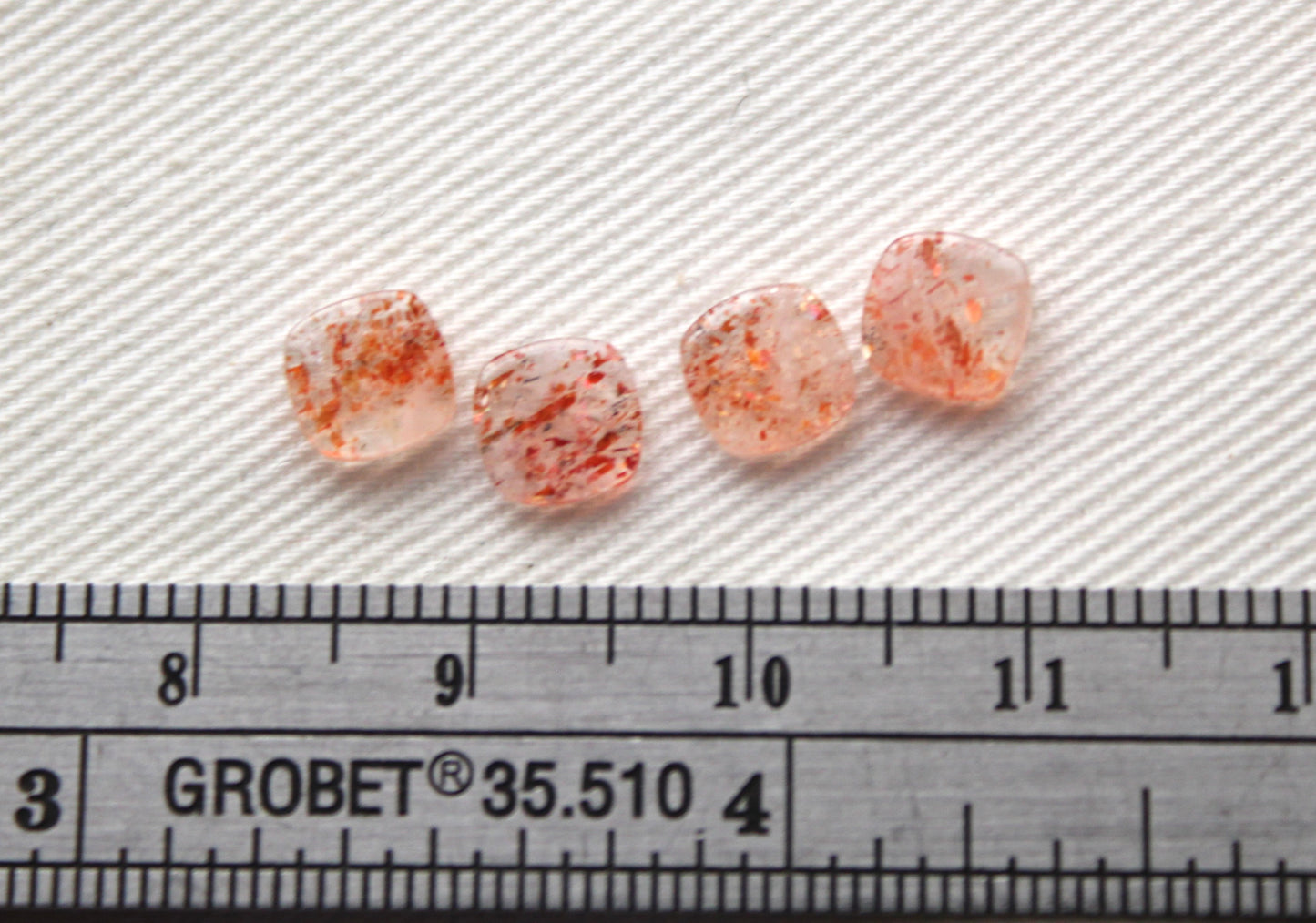 Lot of FOUR Sunstone cabochons 6 MM Gemstones cushion square