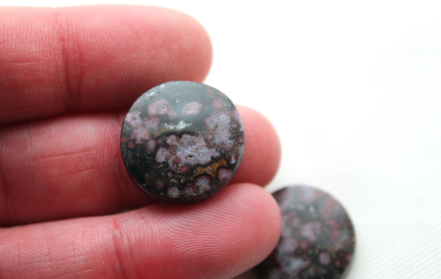 River Jasper Cabochons Pair Gemstone round 20MM