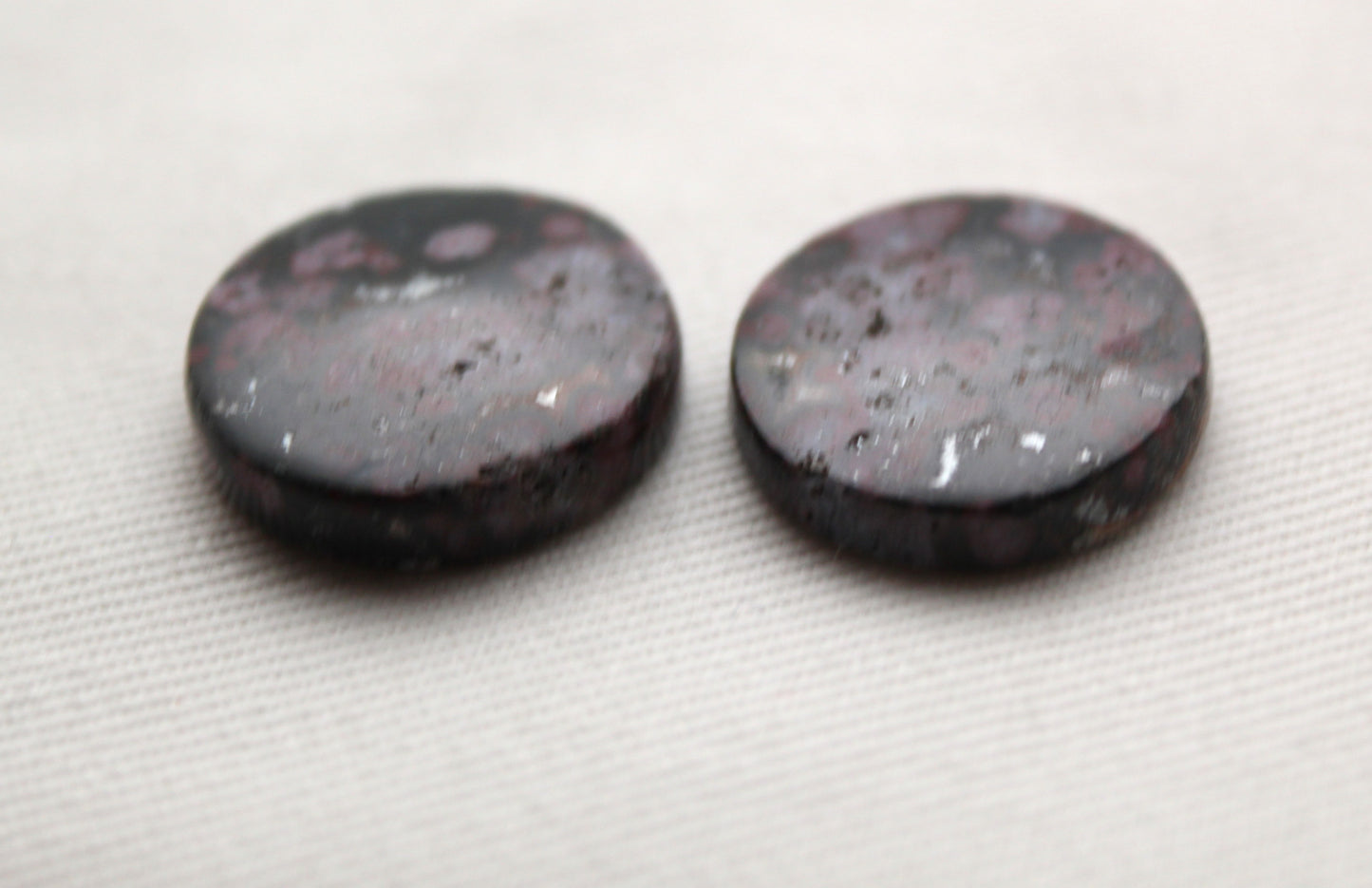 River Jasper Cabochons Pair Gemstone round 20MM