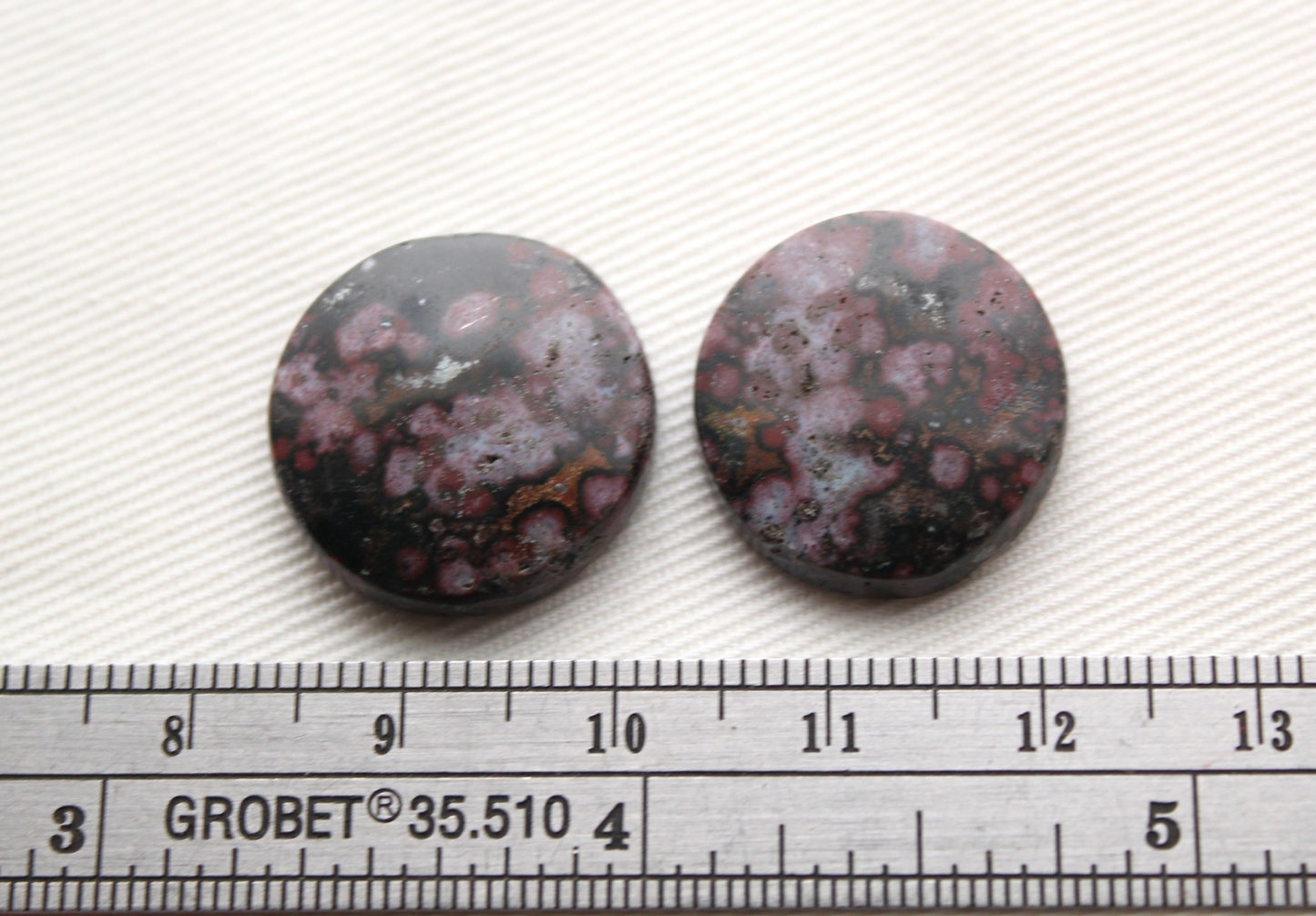 River Jasper Cabochons Pair Gemstone round 20MM