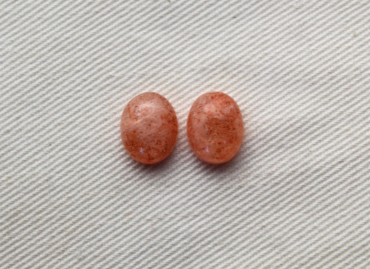 TWO Sunstone cabochons 10x8 MM Gemstones Oval