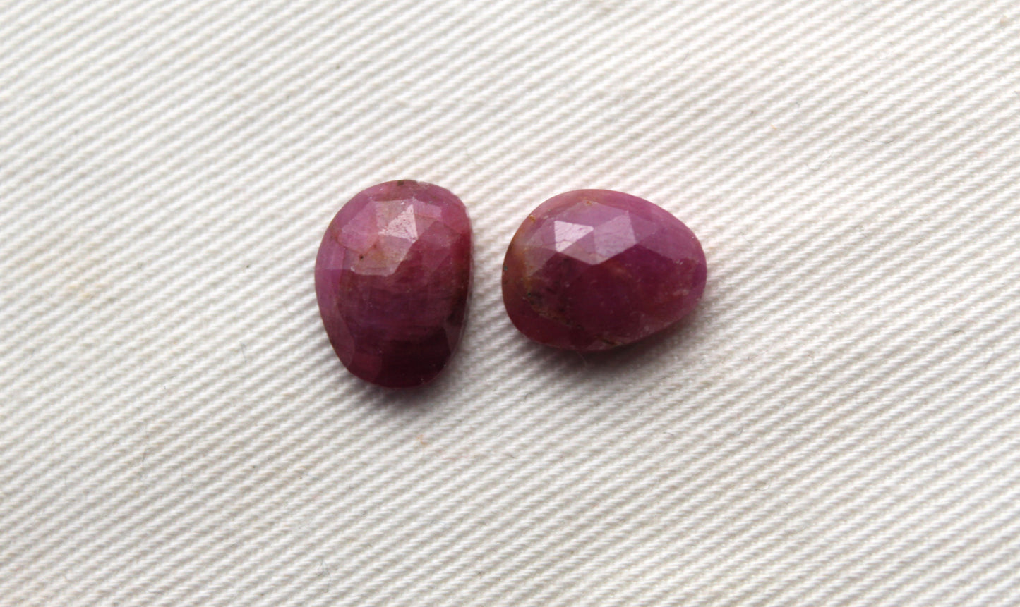 TWO small freeform rose cut sapphire Cabochons