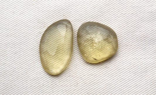 TWO Lemon Quartz Rose Cut Cabochon Gemstone