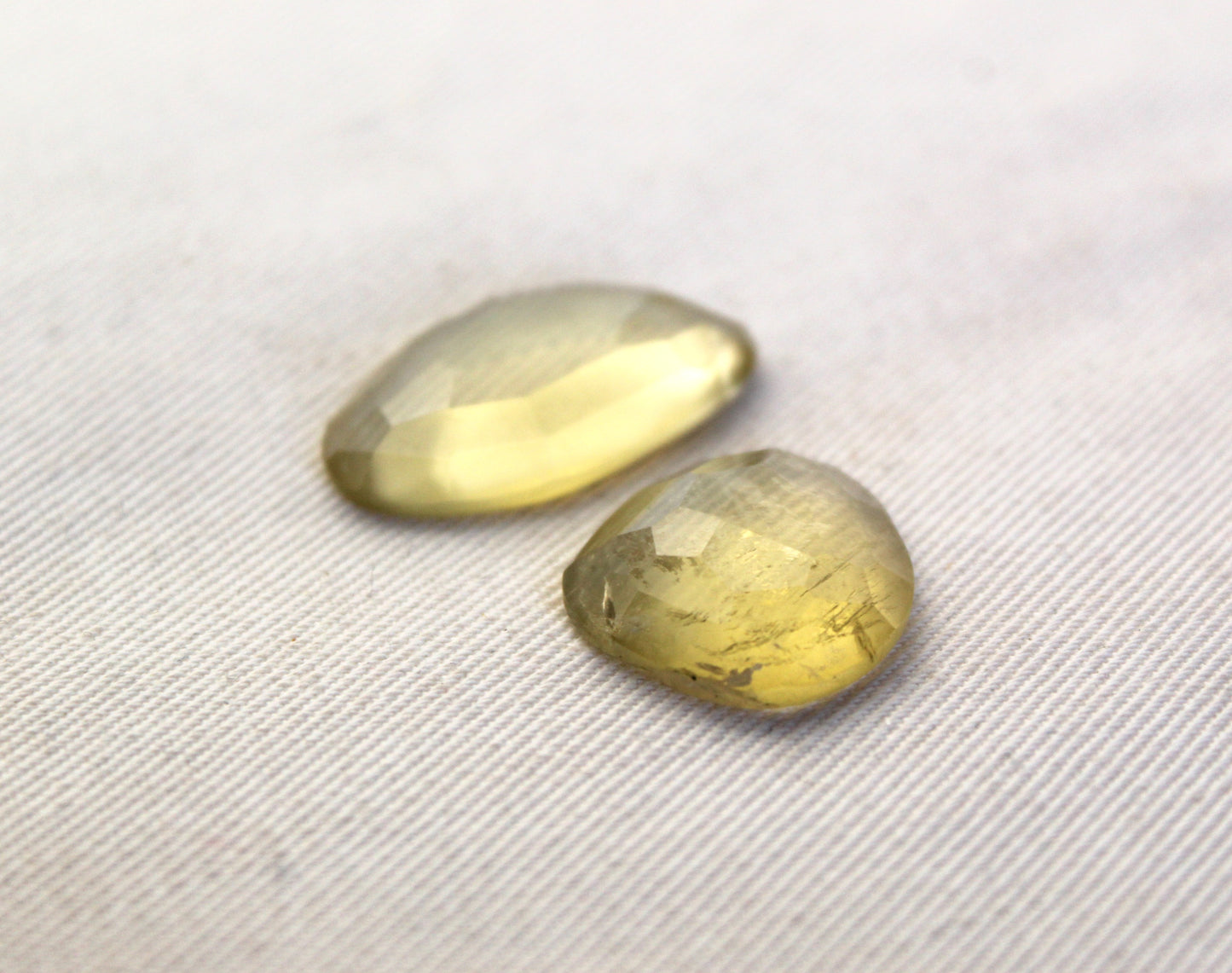 TWO Lemon Quartz Rose Cut Cabochon Gemstone