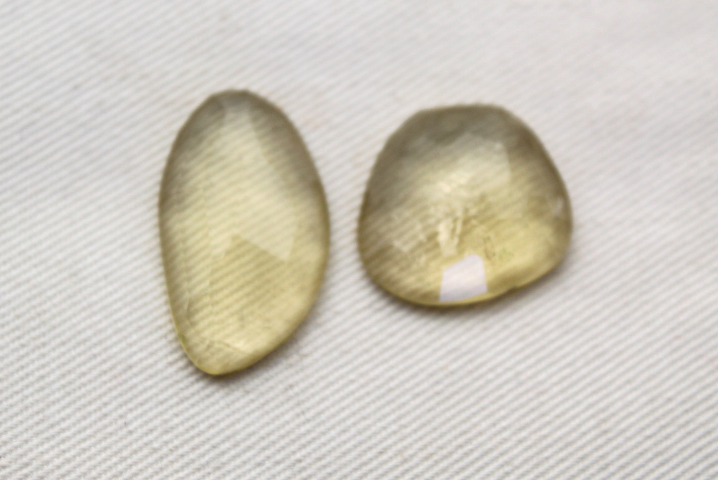 TWO Lemon Quartz Rose Cut Cabochon Gemstone