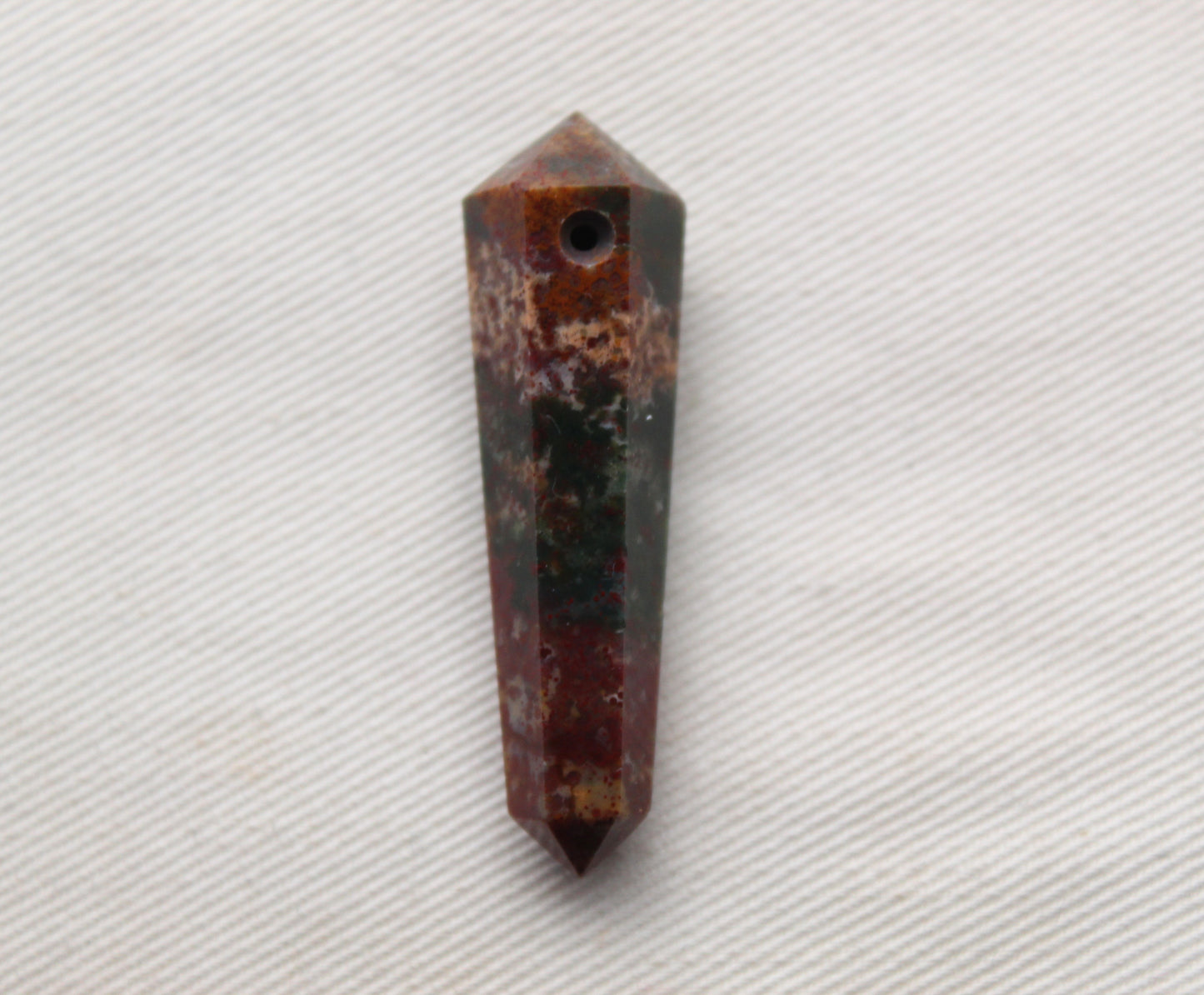 Bloodstone double point Tower gemstone pendant size DRILLED