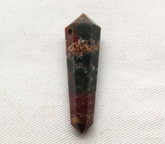 Bloodstone double point Tower gemstone pendant size DRILLED