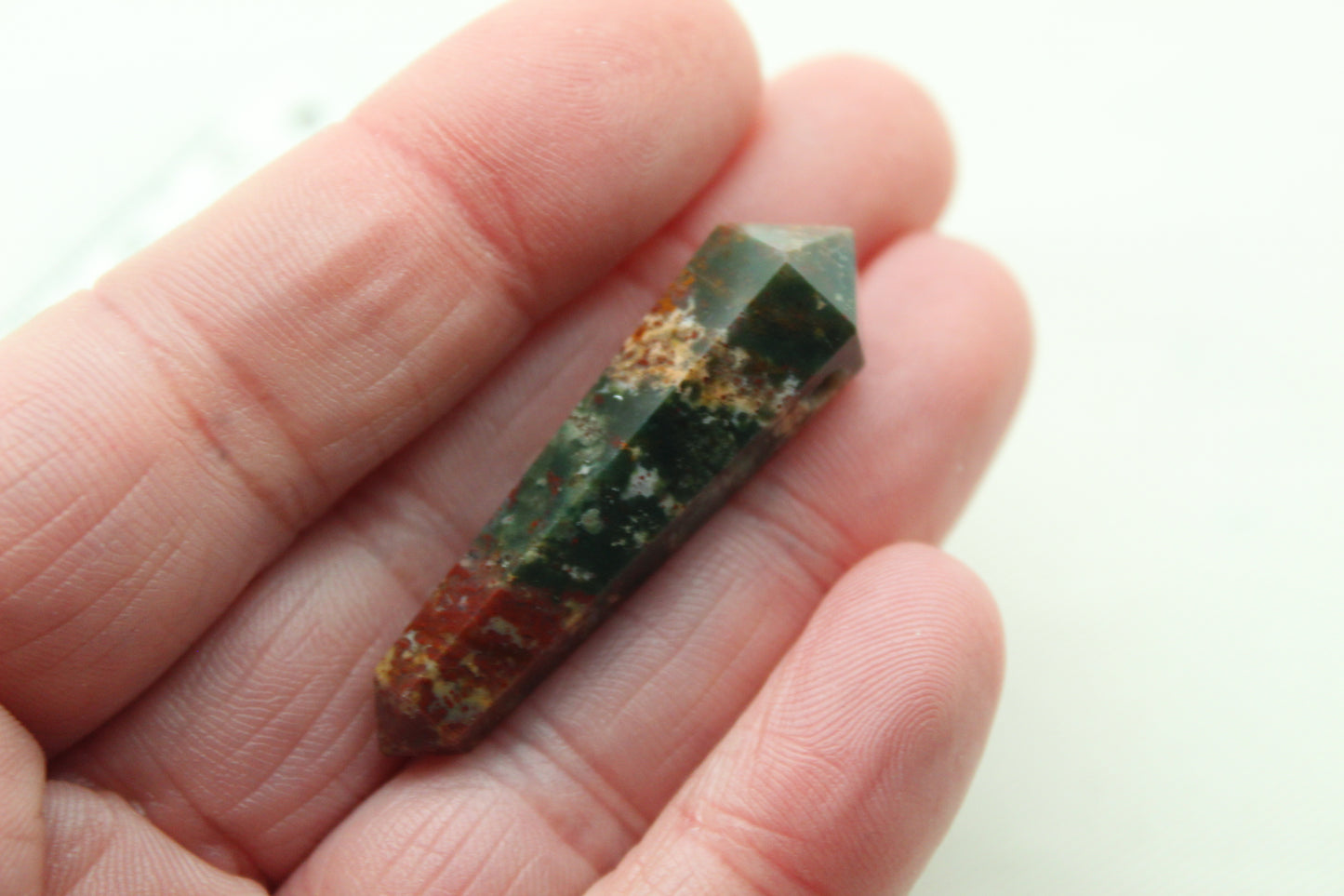 Bloodstone double point Tower gemstone pendant size DRILLED