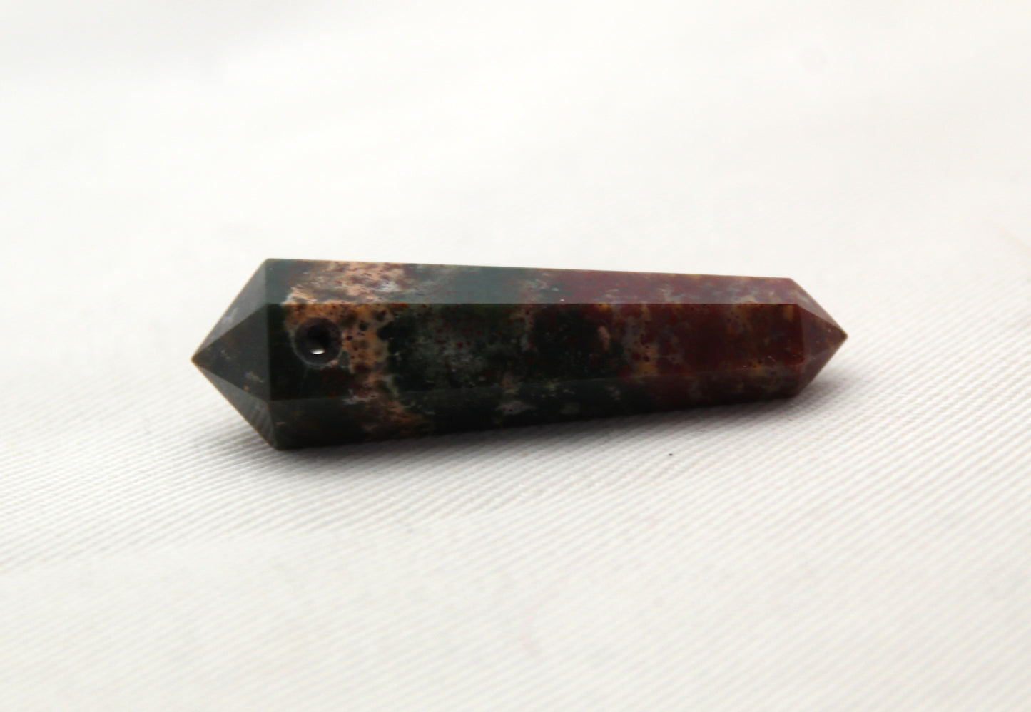 Bloodstone double point Tower gemstone pendant size DRILLED