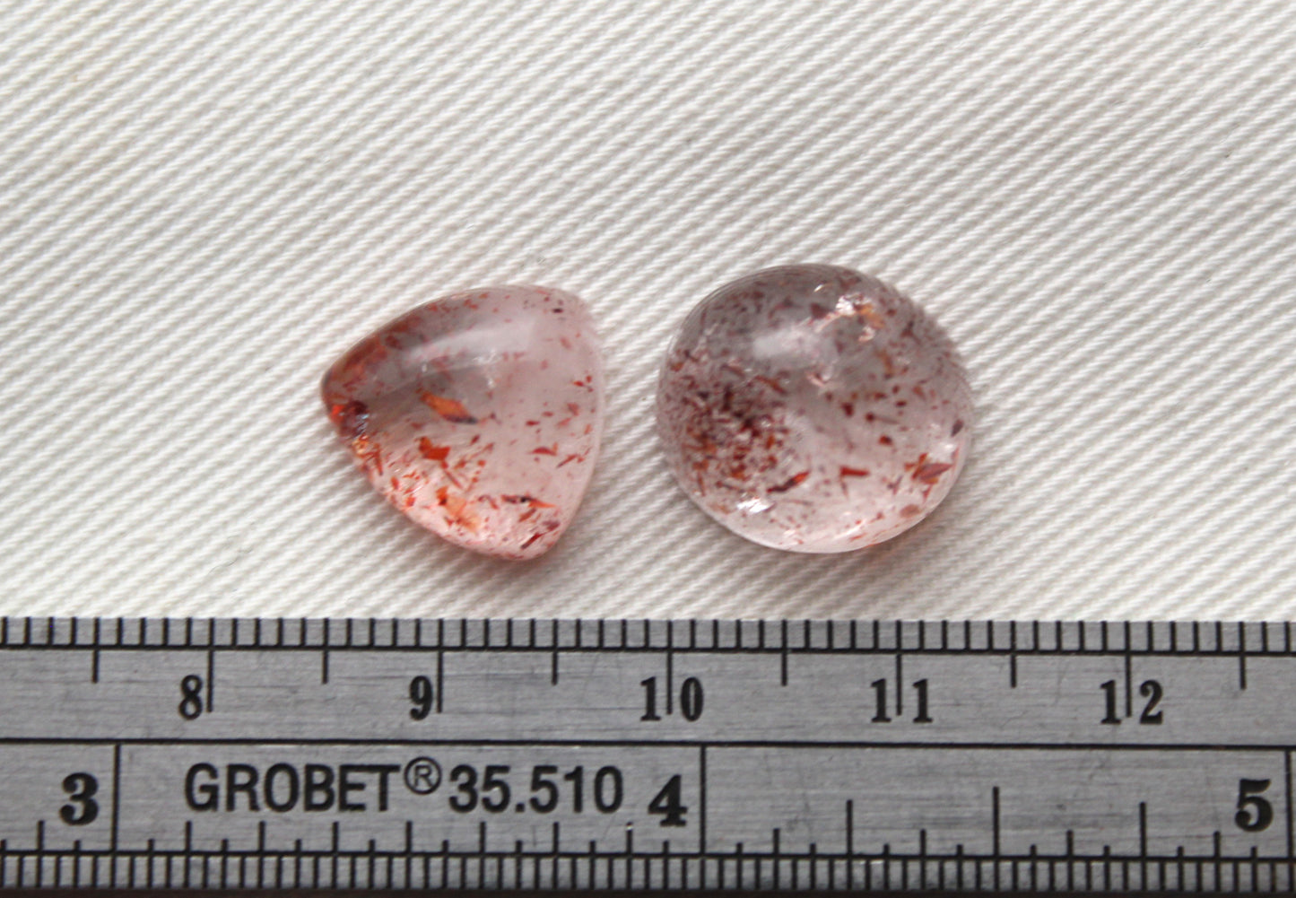 TWO Strawberry Quartz rose cut Cabochon Lepidocrocite Gemstone