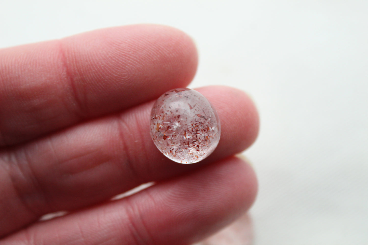 TWO Strawberry Quartz rose cut Cabochon Lepidocrocite Gemstone