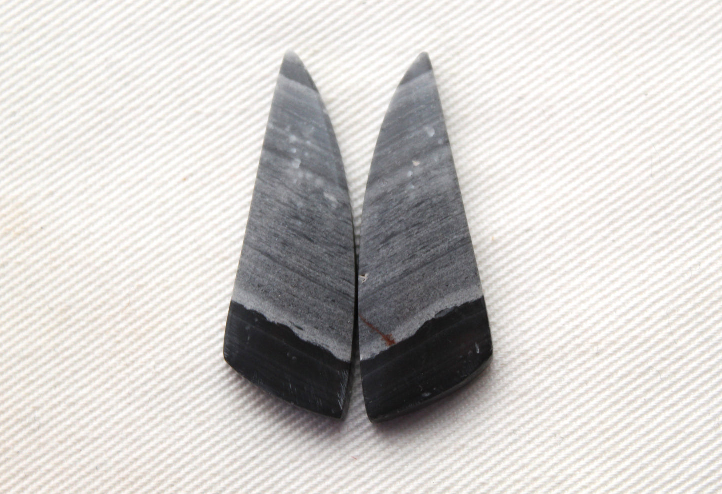 Pair of striped Jasper Cabochons grey black