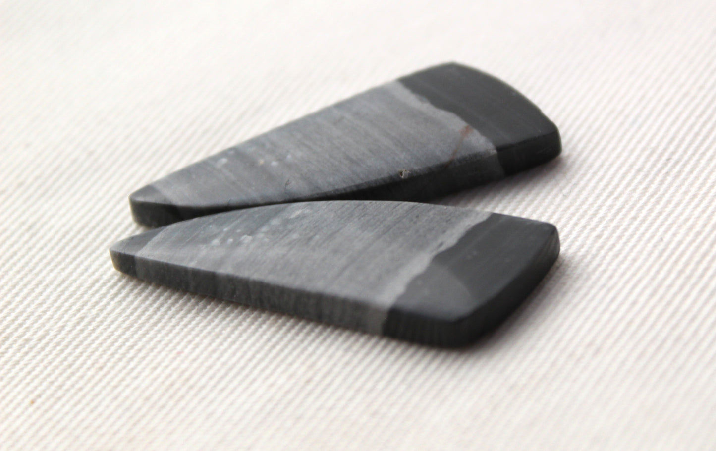 Pair of striped Jasper Cabochons grey black