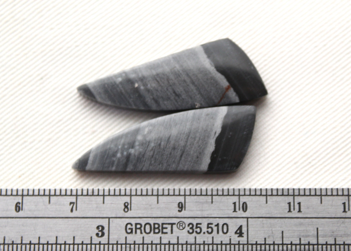 Pair of striped Jasper Cabochons grey black