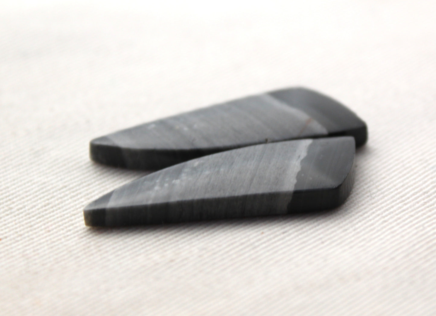 Pair of striped Jasper Cabochons grey black