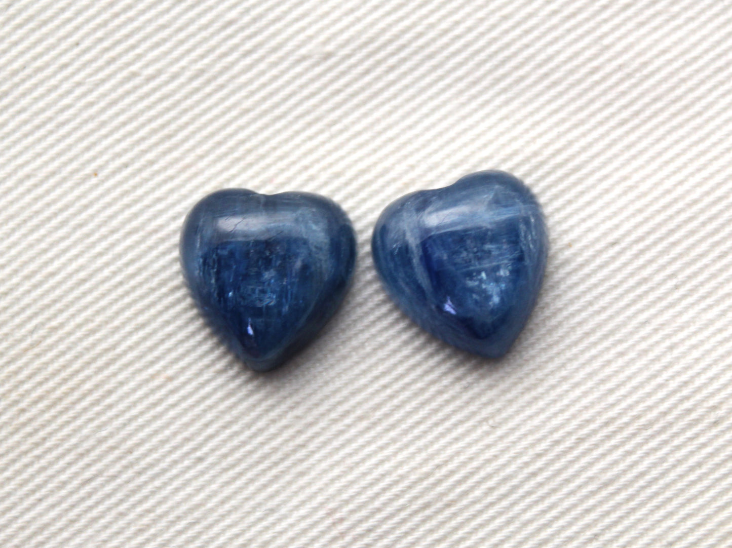 TWO Kyanite Cabochons Heart 12MM blue gemstone