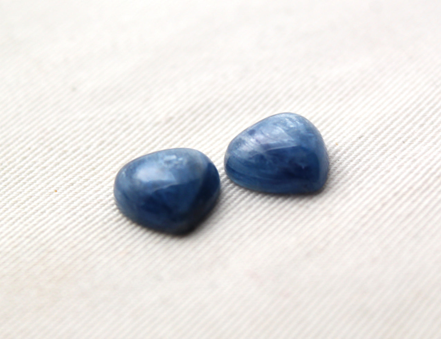 TWO Kyanite Cabochons Heart 12MM blue gemstone