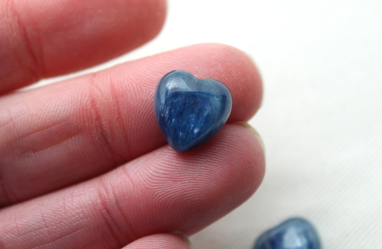 TWO Kyanite Cabochons Heart 12MM blue gemstone