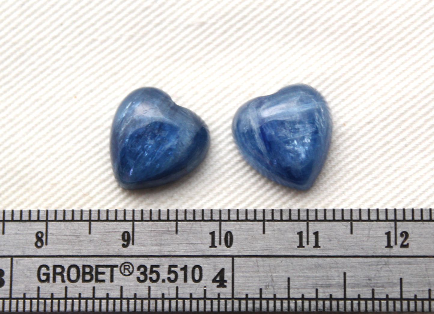 TWO Kyanite Cabochons Heart 12MM blue gemstone