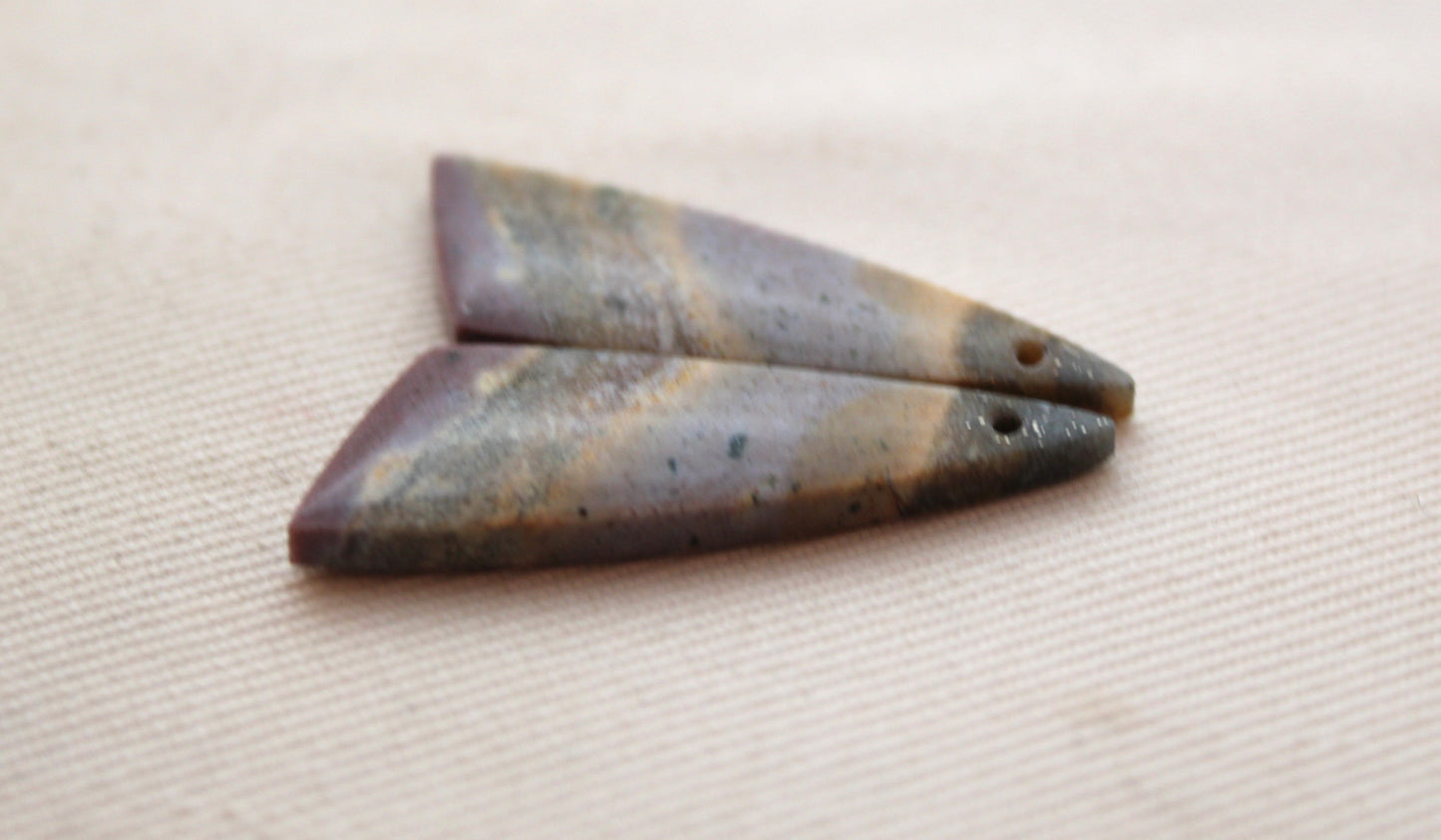 Pair of Indonesian Jasper Cabochons DRILLED