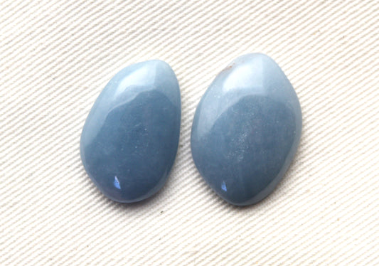 TWO Angelite freeform Cabochon Blue Gemstone