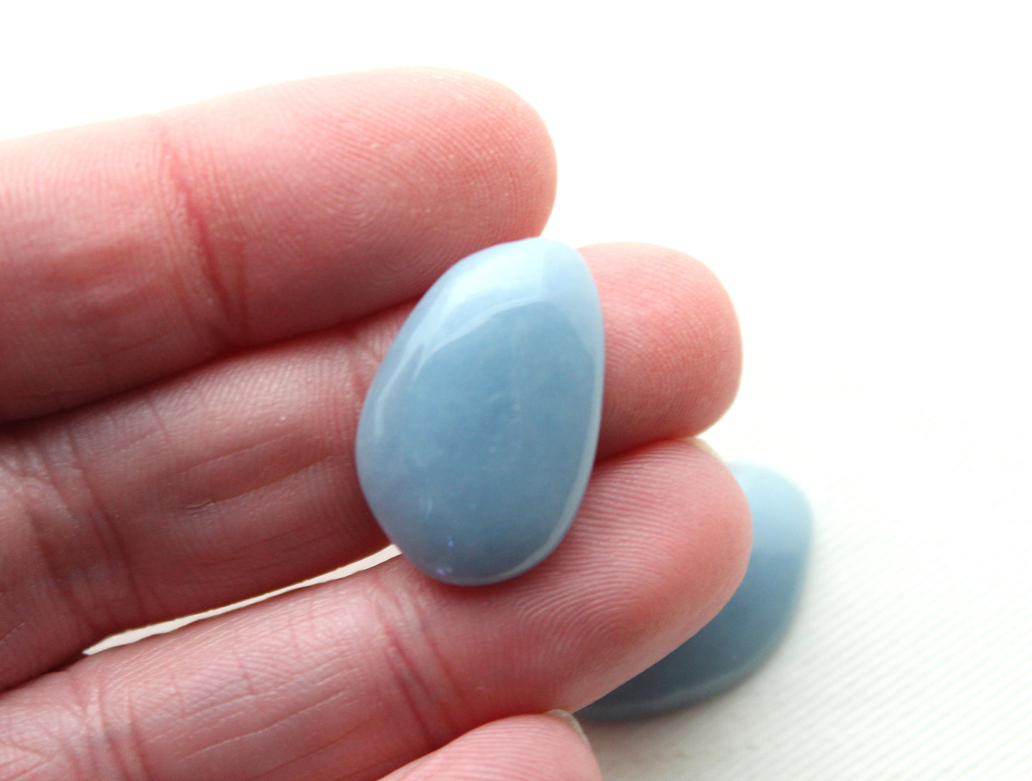 TWO Angelite freeform Cabochon Blue Gemstone