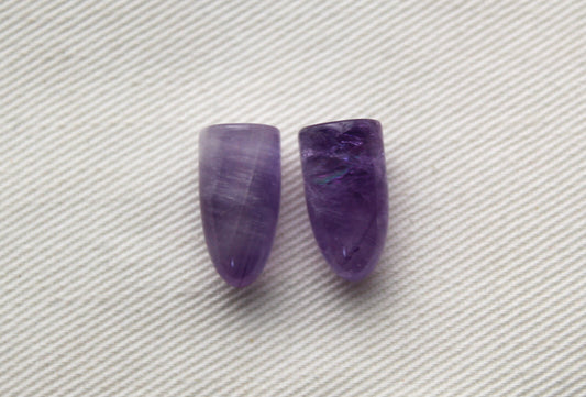 TWO Amethyst Bullets Gemstones light purple